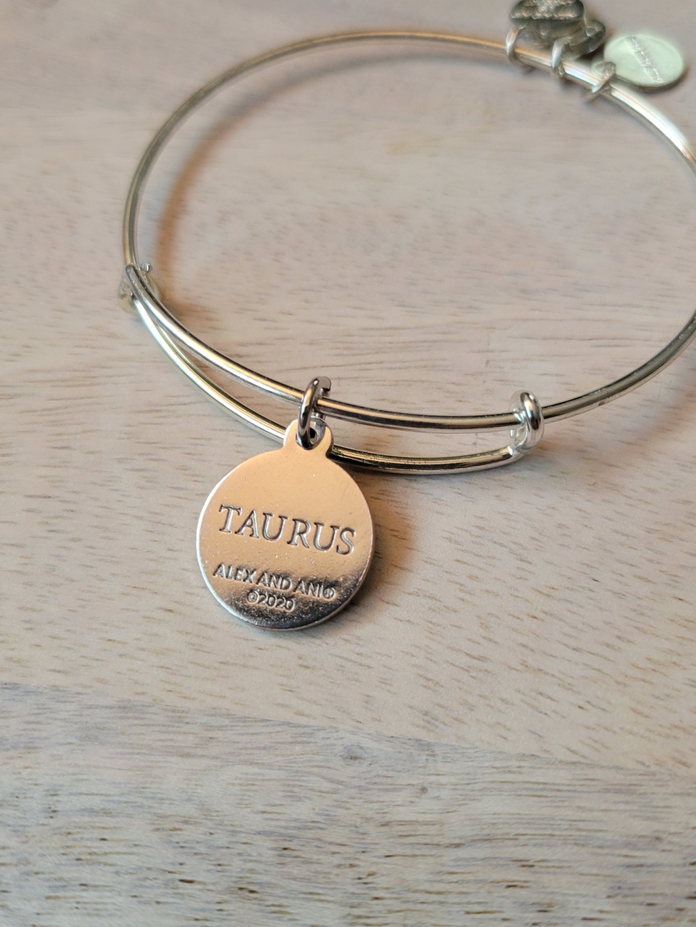 Alex and Ani Shiny Silver Taurus Charm Bangle - Picture 2 of 3